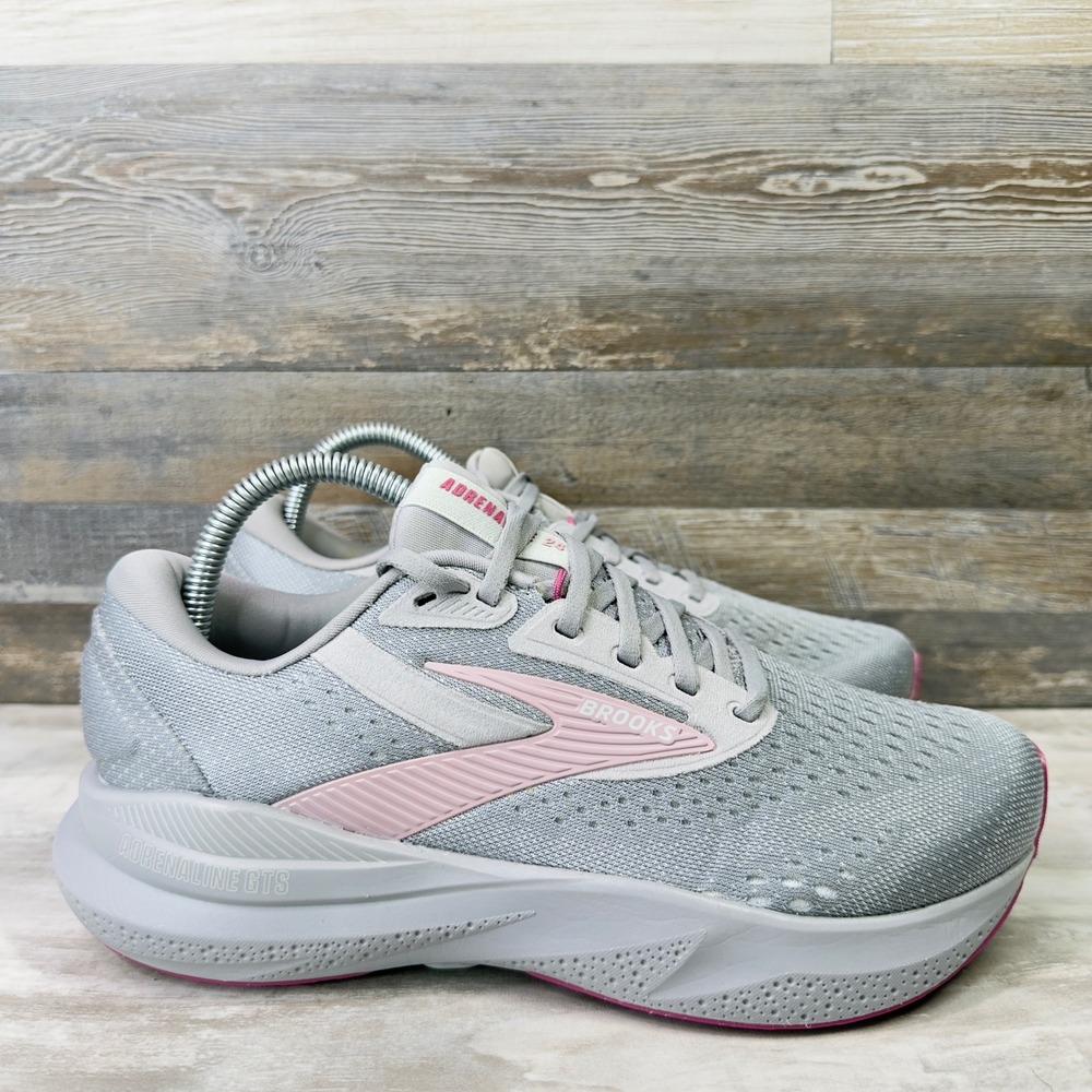 Brooks Adrenaline GTS 24 Women Size 8 Extra Wide 2E Running Shoes Gray Pink